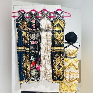 Jumpsuits with Gold and Black Patterns